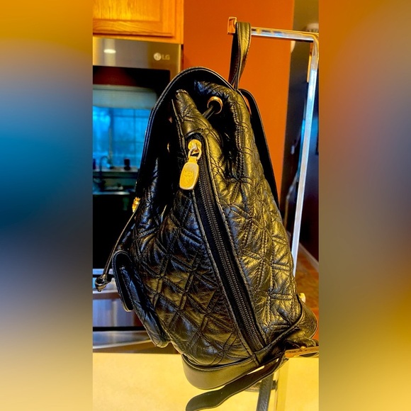 MCM Black & Gold Quilted Backpack, EUC main image 5